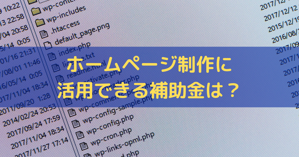 ホームページ制作に活用できる補助金は？小規模事業者持続化補助金を解説